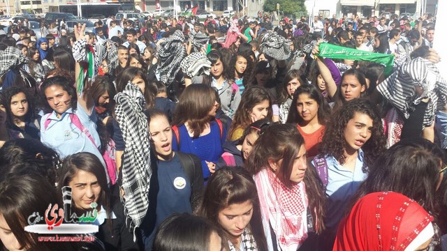 سخنين: طلاب ثانويات واعداديات  في مسيرة صاخبة وغاضبة على قتل الشاب حمدان وتدنيس الاقصى